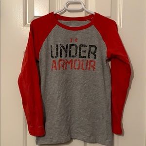 Grey and Red Long Sleeve Under Armour t shirt  YXS
